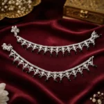 Elegant Silver-Tone Black Bead Anklet Pair