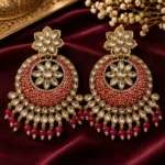 Royal Crimson Meenakari & Kundan Chandbali
