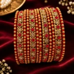 Royal Crimson Red & Gold Bangle Set