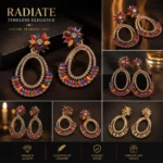 Multi-Color Crystal Floral Hoop Statement Earrings