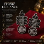 Ethnic Oxidized Earrings with black stones