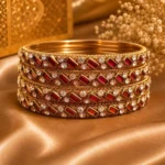 Elegant Royal Gold Copper Stone Bangle Set