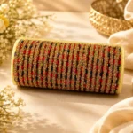 Multicolor Stone-Studded Glass Bangle Set, (set of 4)