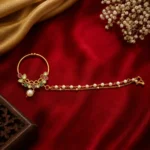 Imperial Rajputi Bridal Kundan Nath with Pearl Hair Chain
