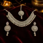 Silver-Plated Regal Choker Jewelry Set with Round Drop Earrings