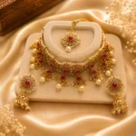 Gold-Plated Regal Choker Jewelry Set with Maang Tika