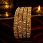 Premium Gold-Plated Champagne , Clear Zircon Crystal Bangle Set