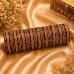 Royal Rajwadi Maroon and Gold Bridal Bangle Set