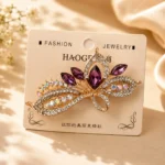 Purple Crystal Butterfly Hair Clip