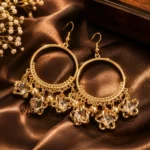 Gold-Tone Bohemian Hoop Chandelier Earrings with Crystal Star Charms