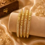 Premium Gold-Plated Crystal Shimmer Bangle Set with Faceted Gold Kangan Accents