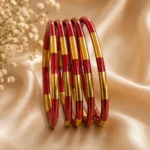 Red and Gold Glass Bangle Set.(pack of 12)