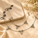 Oxidised Silver-Plated Pineapple Charm Anklet Set