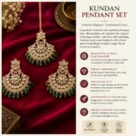 Traditional Royal Kundan Pendant and Maang Tikka Set with Emerald Green Bead Drops